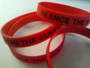 SILENCE THE VIOLENCE AND SHUN THE GUNS wrist bracelets